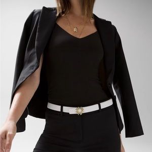 White House Black Market Reversible Pant Belt - NWT Tan/Ecru Size M